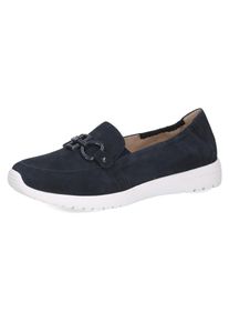 Caprice Damen Slipper, Gr. 41, blau, Veloursleder, sportlich, Schuhe, Schlupfschuh, Freizeitschuh, Halbschuh mit schöner Zierschnalle