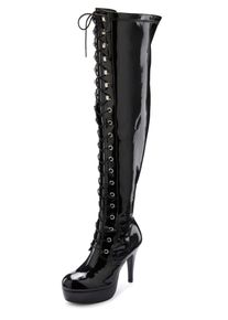 Damen Overkneestiefel "High-Heel-Stiefelette zum Schnüren", LASCANA Belle Affaire, Gr. 37, schwarz, Obermaterial: 100% Lederimitat. Futter: 100%