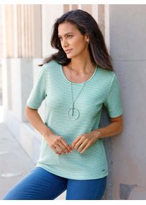 Casual Looks Damen Kurzarmshirt "Shirt", blau, Gr. 38, gemustert, gestreift, 50% Baumwolle, 50% Polyester, Shirts