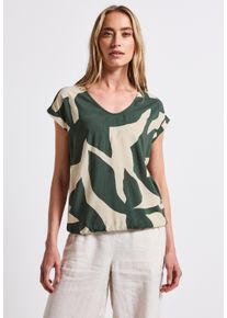 Street One Damen Shirtbluse, grün, casual, Gr. 38, bedruckt, Stoff, 100% Viskose, Blusen, aus softer Viskose