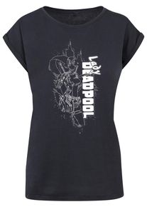 ABSOLUTE CULT Herren T-Shirt "ABSOLUTE CULT Damen Ladies Deadpool - Lady Outline T-Shirt", blau, casual, Gr. S, bedruckt, 100% Baumwolle, Shirts