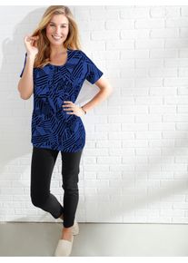 Classic Basics Damen Longshirt "Shirt", blau, Gr. 44, gemustert, mehrfarbig, bedruckt, 100% Baumwolle, Shirts