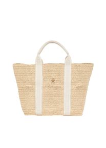 Tommy Hilfiger Damen Tragetasche "TH SPRING LOGO TOTE", beige, Lederimitat, Taschen, Damen Henkeltasche, Strandtasche, Shopper mit TH-Emblem