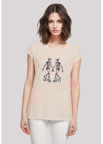 F4NT4STIC Damen T-Shirt "Skelettpaar Eislaufen Valentinstagsgeschenk", weiß, casual, Gr. XXL, Obermaterial: 100% Baumwolle, Shirts, Premium Qualität