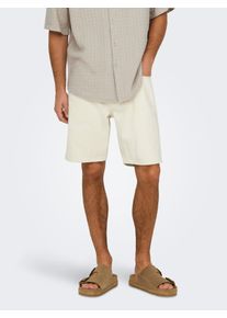 Only & Sons ONLY & SONS Herren Shorts "ONSEDGE ECRU 2044 PIM DNM SHORTS", beige, modisch, Gr. L, unifarben, Web, Obermaterial: 100% Baumwolle, Hosen