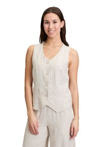 Cartoon Damen Blusentop "Cartoon Sommerweste mit Streifen"nature, silber, modisch, Gr. 42, Obermaterial: 53% Leinen, 45% Viskose, 2% Polyester