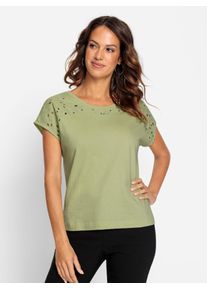 Inspirationen Damen Rundhalsshirt "Shirt", grün, Gr. 40, unifarben, 100% Baumwolle, Shirts