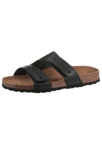 MAN'S WORLD MAN'S WORLD Herren Pantolette, Gr. 41, schwarz, Leder, klassisch, Schuhe, Schlappen, Sommerschuh, Hausschuh mit vorgeformtem Fußbett