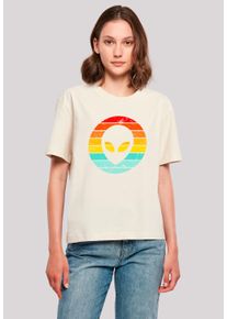 F4NT4STIC Damen T-Shirt "Alien Retro Sonnenuntergang", weiß, casual, Gr. XL, Obermaterial: 100% Baumwolle, Shirts, Premium Qualität