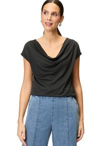 Zero Damen T-Shirt "Zero Jerseyshirt mit Wasserfallausschnitt", schwarz, casual, Gr. 38, clean, Jersey, Obermaterial: 70% Modal, 30% Polyester.