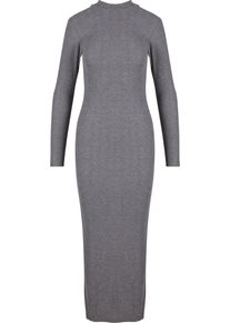 Urban Classics Damen Shirtkleid "Urban Classics Ladies Rib Longlseeve Mockneck Dress"schwarzgraumelange, klassisch, Gr. S, unifarben, 80% Polyester,