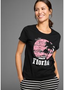 Kangaroos Damen T-Shirt, bunt, casual, Gr. 40, unifarben, bedruckt, Single Jersey, Obermaterial: 100% Baumwolle, Shirts, mit Rundhals und Print