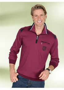 CLASSIC Herren Langarm-Poloshirt "Sweatshirt", rot, Gr. 60, unifarben, 100% Baumwolle, Shirts