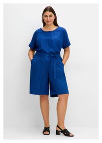 sheego Damen Bermudas "Große Größen", blau, feminin, Gr. 50, unifarben, Obermaterial: 97% Polyester, 3% Elasthan, Hosen, in Struktur-Qualität, mit