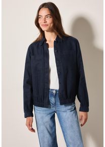 Cecil Damen Blouson, blau, casual, Gr. M, unifarben, Stoff, 100% Leinen, Jacken, mit Brusttaschen