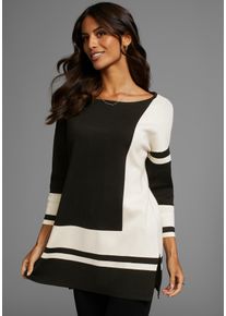 Laura Scott Damen Longpullover, schwarz, feminin, Gr. 34, colorblocking, mehrfarbig, Feinstrick, Obermaterial: 70% Viskose, 30% Polyamid, Pullover,