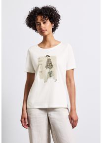 Street One Damen T-Shirt, weiß, casual, Gr. 42, bedruckt, Stoff, Web, 50% Modal, 50% Baumwolle, Shirts, im soften Baumwoll-Mix