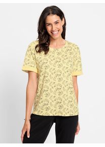 Inspirationen Damen Print-Shirt "Print-Shirt", gelb, Gr. 38, geblümt, gemustert, mehrfarbig, bedruckt, 50% Baumwolle, 50% Modal, Shirts