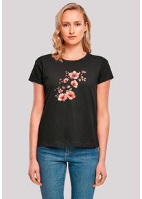 F4NT4STIC Damen T-Shirt "Rosa Blumenzweig 3D", schwarz, casual, Gr. M, Obermaterial: 100% Baumwolle, Shirts, Premium Qualität
