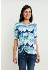 Seidel Moden Damen Kurzarmshirtaqua,60, casual, Gr. 34, bedruckt, Jersey, Obermaterial: 94% Viskose, 6% Elasthan, Shirts, mit All-Over Print, MADE IN