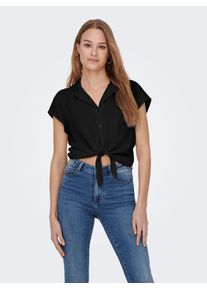 Only Damen Kurzarmbluse "ONLTHYRA LIFE CAPSLEEVE SHIRT WVN", schwarz, casual, Gr. XS, unifarben, Web, Obermaterial: 100% Baumwolle, Blusen