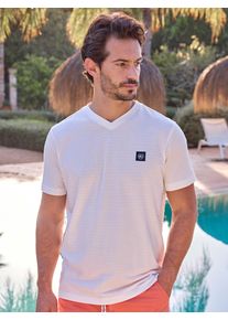 Lerros Herren T-Shirt "Lerros Herren T-Shirt mit V-Ausschnitt", weiß, Gr. M, 100% Baumwolle, Shirts