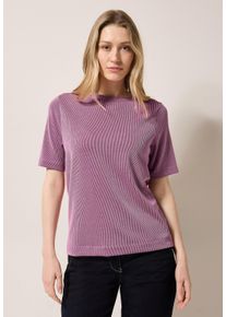 Cecil Damen Rundhalsshirtanemone pink, casual, Gr. XL, gestreift, Stoff, 53% Viskose, 41% Polyester, 6% Elasthan, Shirts, mit U-Boot-Ausschnitt