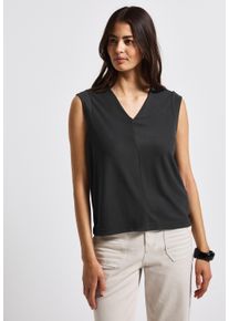 Street One Damen T-Shirt, grau, casual, Gr. 38, unifarben, Stoff, 63% Modal, 37% Polyester, Shirts, mit V-Ausschnitt