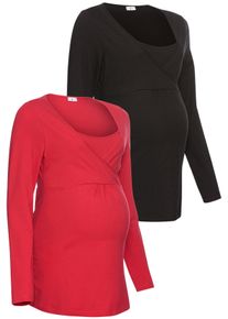 Neun Monate Damen Umstandsshirt "2er Pack Shirts für Schwangerschaft und Stillzeit", schwarz, Basic, Gr. 40, unifarben, Jersey, Obermaterial: 95%