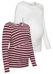 Neun Monate Damen Umstandsshirt "2er Pack Shirts für Schwangerschaft und Stillzeit", rot, Basic, Gr. 40, unifarben, geringelt, Jersey, Obermaterial: