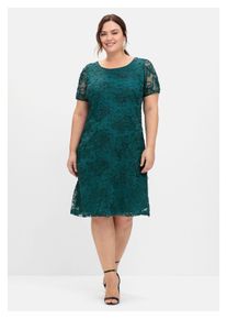 sheego Damen Abendkleid "Große Größen", grün, elegant, Gr. 58, unifarben, Obermaterial: 100% Polyester;Futter: 100% Polyester, Kleider, aus Mesh, mit