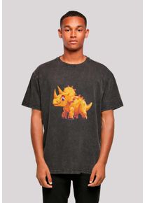 F4NT4STIC Herren T-Shirt "Süßer Triceratops Dinosaurier", schwarz, casual, Gr. S, Obermaterial: 100% Baumwolle, Shirts, Premium Qualität