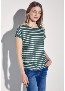 Street One Damen T-Shirt, grün, casual, Gr. 44, gestreift, Stoff, 80% Polyester, 20% Viskose, Shirts, mit Rundhalsausschnitt
