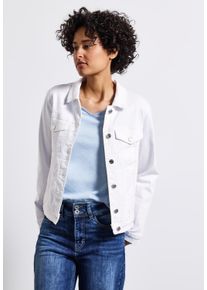 Street One Damen Jeansjackeweiß washed, casual, Gr. 44, unifarben, Jeans, 92% Baumwolle, 6% Polyester, 2% Lyocell, Jacken, aus softem Materialmix
