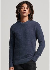 Superdry Herren Strickpullover "TEXTURED CREW KNIT JUMPER", blau, casual, Gr. XL, meliert, Strick, Obermaterial: 100% Baumwolle, Pullover, mit
