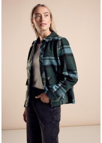 Street One Damen Wolljacke, grün, casual, Gr. 44, unifarben, Strick, Obermaterial: 100% Polyester, Jacken, mit Karo Muster