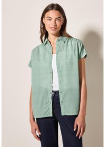 Cecil Damen Kurzarmblusematcha grün, casual, Gr. XL, gestreift, Web, 100% Baumwolle, Blusen, aus reiner Baumwolle
