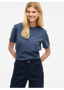 Vila Damen Kurzarmshirt "VINORA S/S T-SHIRT - NOOS", blau, modisch, Gr. XL, unifarben, Jersey, Obermaterial: 96% Baumwolle, 4% Elasthan, Shirts