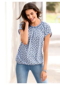 Inspirationen Damen Print-Shirt "Shirt", blau, Gr. 36, gemustert, mehrfarbig, 100% Baumwolle, Shirts