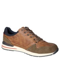 Mustang Shoes Herren Sneaker, Gr. 40, braun, Lederimitat, Textil, kontrastfarbene Details, casual, Schuhe, Freizeitschuh, Schnürschuh mit