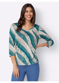 Classic Basics Damen 3/4-Arm-Shirt "3/4-Arm-Shirt", grün, Gr. 44, gemustert, mehrfarbig, 100% Viskose, Shirts