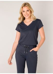 Base Level Damen T-Shirt "Tilly", blau, casual, Gr. 48, unifarben, Single Jersey, Obermaterial: 75% Polyamid, 25% Elasthan, Shirts, mit V-Ausschnitt