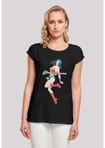 F4NT4STIC Damen T-Shirt "DC Comics Wonder Woman Jump", schwarz, casual, Gr. XL, Obermaterial: 100% Baumwolle, Shirts, Print