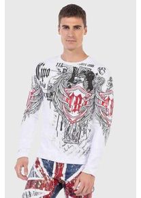 Cipo & Baxx CIPO & BAXX Herren Sweater "Sweatshirts", weiß, casual, Gr. S, unifarben, 95% Baumwolle;5% Elasthan, Sweatshirts, mit trendigen Print