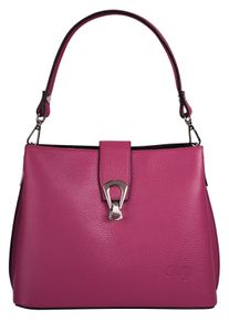 CLUTY Damen Umhängetasche, pink, Leder, unifarben, leicht glänzend, Taschen, echt Leder, Made in Italy