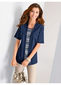 Classic Basics Damen 2-in-1-Shirt "Shirt", blau, Gr. 48, gemustert, mehrfarbig, gestreift, unifarben, 100% Baumwolle, Shirts