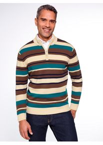CLASSIC Herren Stehkragenpullover "Stehkragen-Pullover"sand, schoko, gemustert, Gr. 56, gemustert, mehrfarbig, gestreift, 100% Polyacryl, Pullover