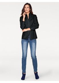 Heine Damen Langarmbluse, schwarz, Gr. 48, unifarben, 97% Baumwolle, 3% Elasthan, Blusen