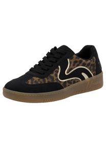 RIEKER SPORT Damen Plateausneaker, Gr. 40, schwarz, Nubuklederimitat, animal-print, sportlich, Schuhe, Freizeitschuh, Halbschuh, Schnürschuh in