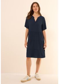 Cecil Damen Sommerkleid, blau, casual, Gr. XXL, Strukturmuster, Stoff, 70% Viskose, 30% Polyester , Kleider, in Unifarbe